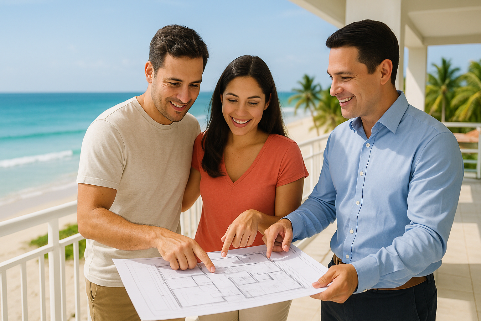 Cliente revisando propiedad con asesor de H&J Real Estate en República Dominicana Cliente revisando propiedad con asesor de H&J Real Estate en República Dominicana